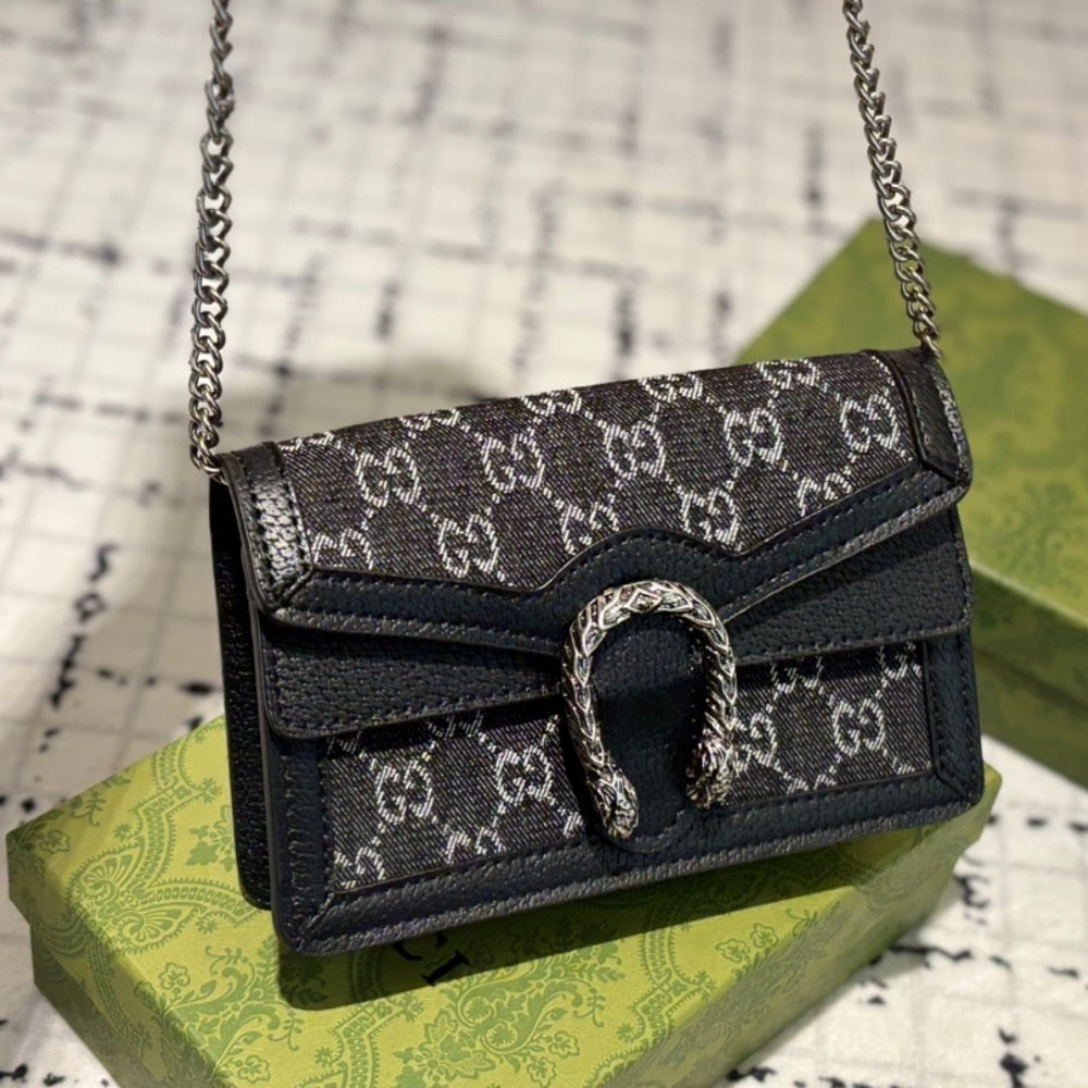 GG DIONYSUS SUPER MINI LEATHER BLACK 16CM