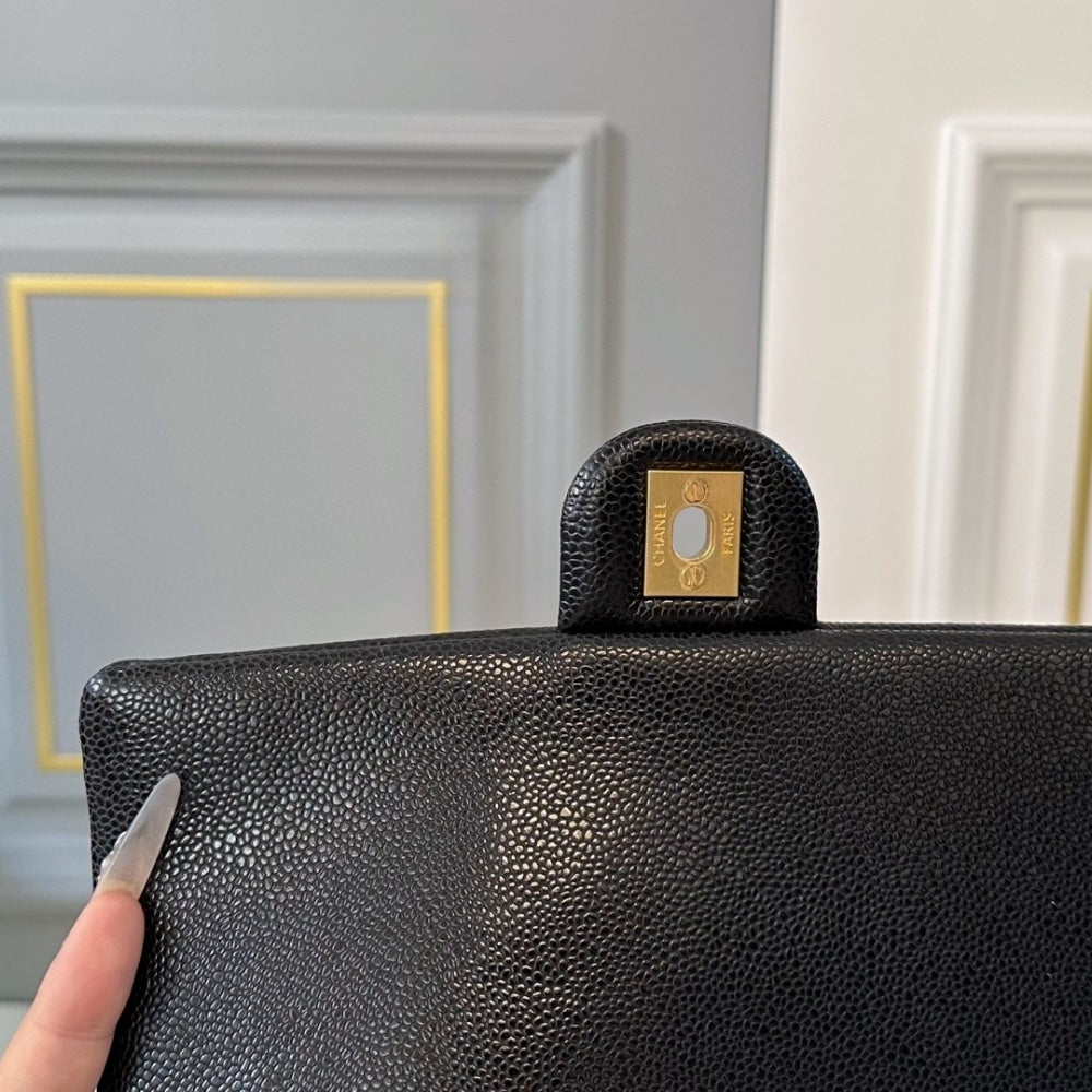 CC MINI FLAP BAG GRAINED SHINY CALFSKIN AND GOLD TONE METAL BLACK 23CM AS5218 B18321 94305