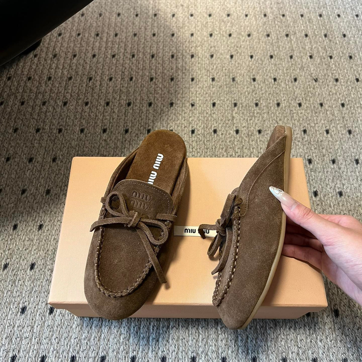 MIU M SUEDE MULES