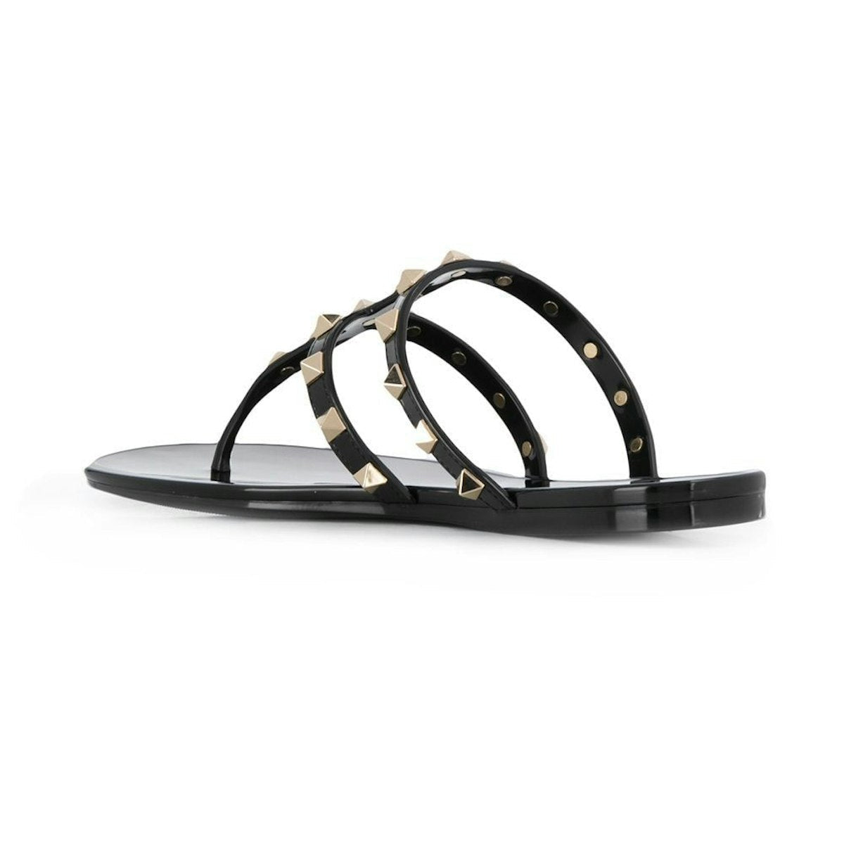 BLACK ROCKSTUD LOW SANDAL