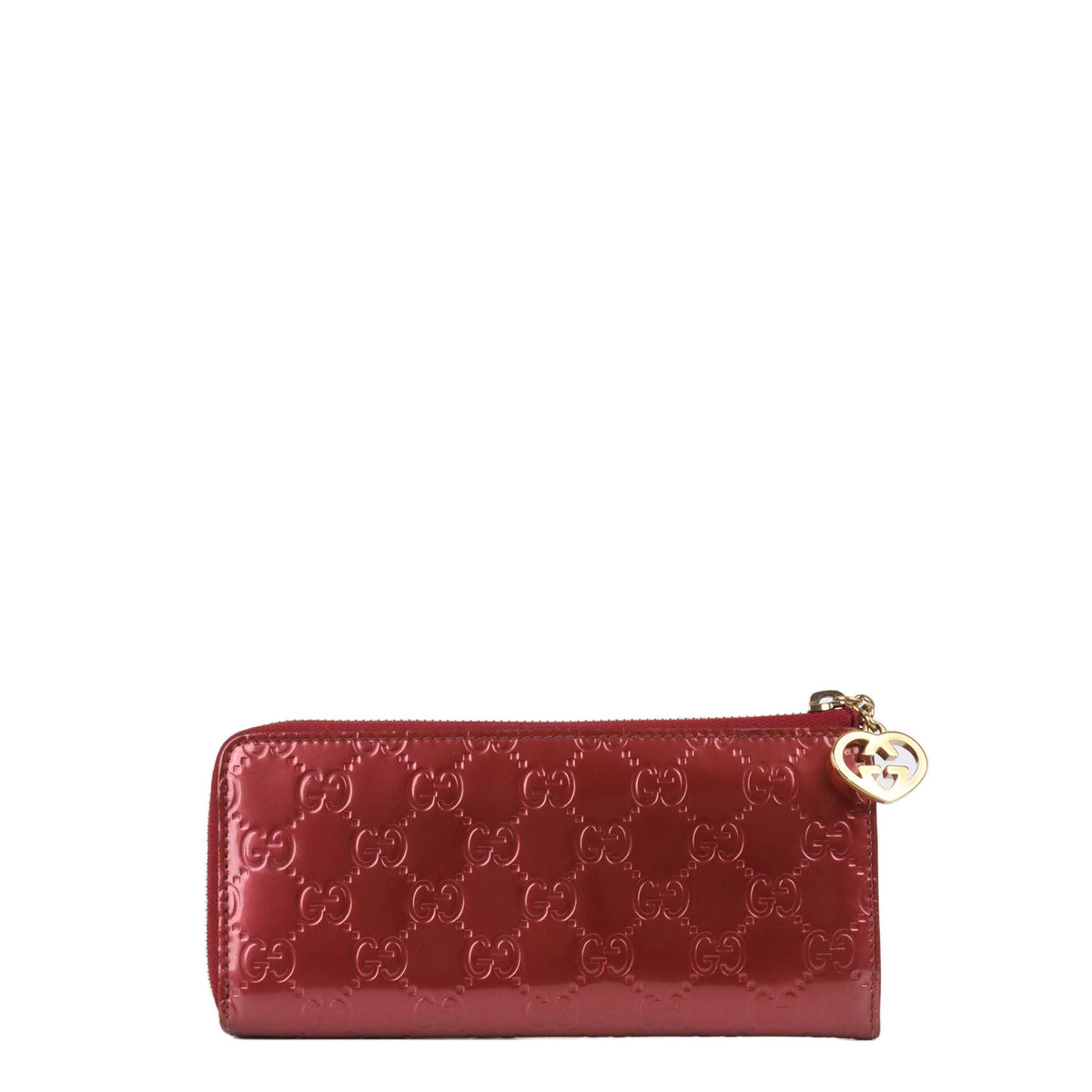 Gucci Metallic Pink Patent Zipped Long Wallet.