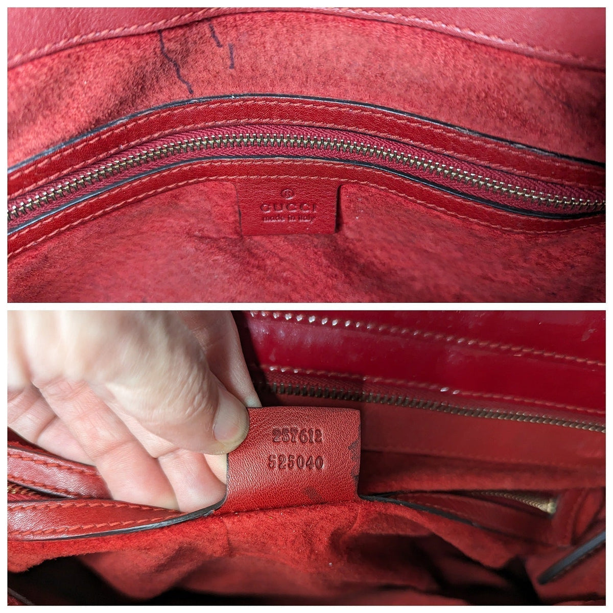 Gucci Patent Guccissima Medium Mayfair Tote Red