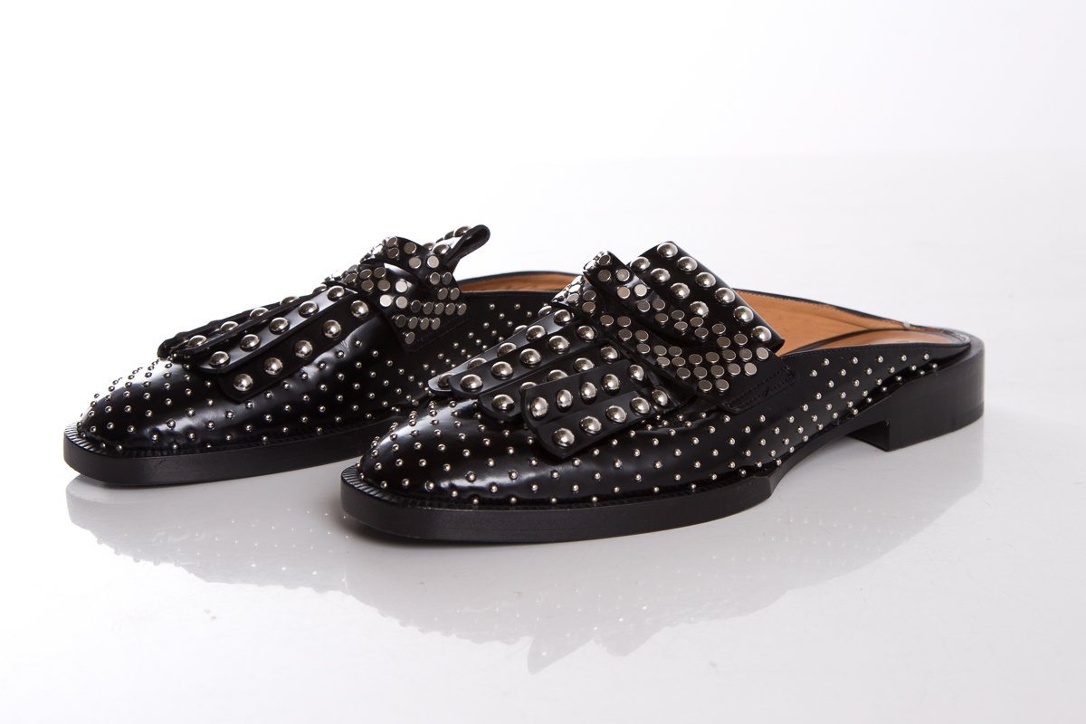 Clergerie Black Studded Mules SZ 36