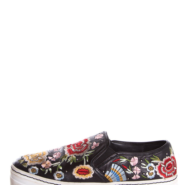 Alice + Olivia Black Embroidery Slip On Sneakers SZ 10