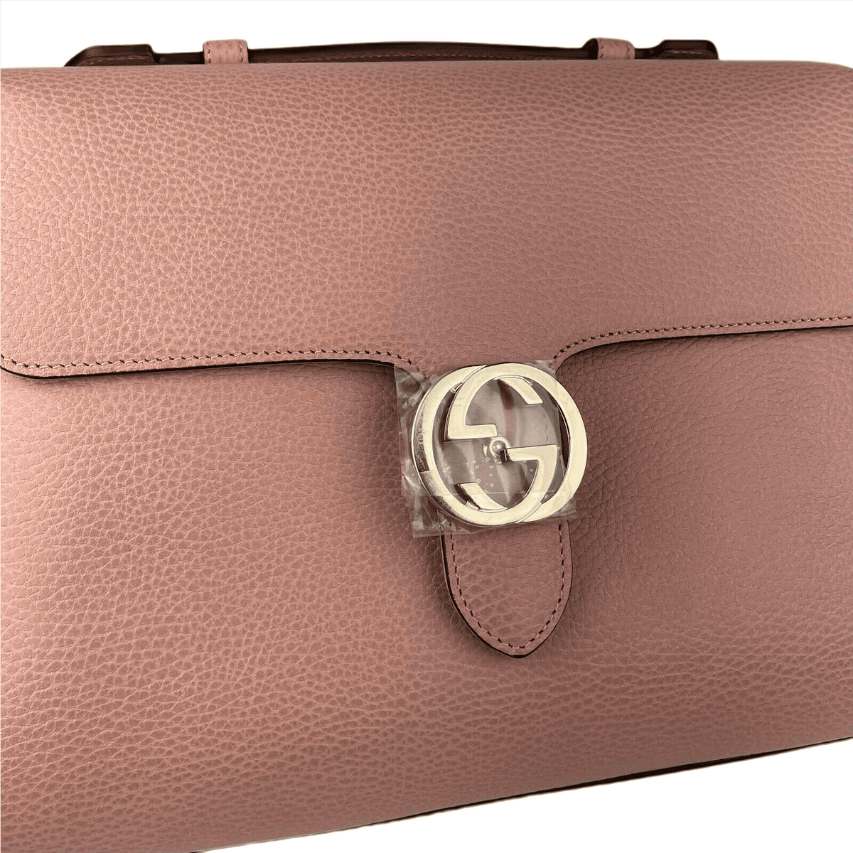Gucci Women's Powder Pink Leather Large Interlocking G Crossbody Chain Bag 510306 5806
