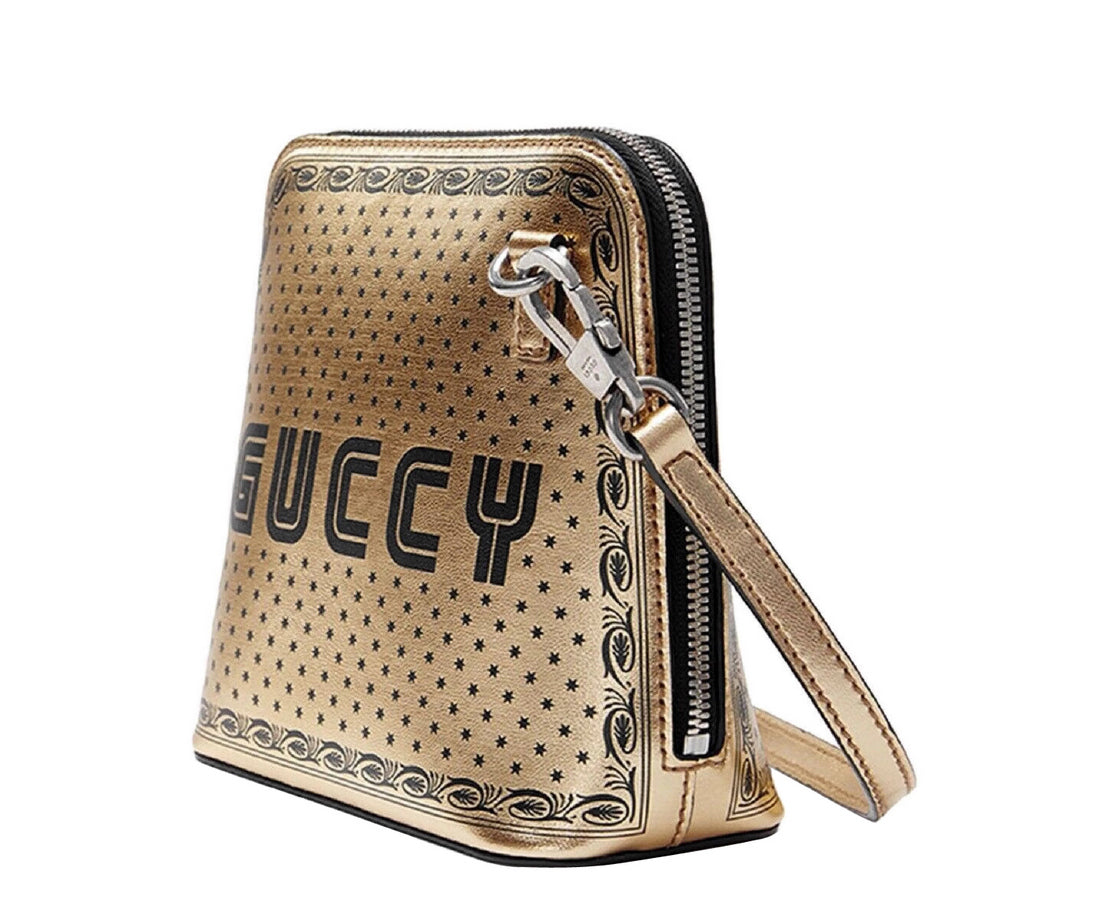 Gucci Women's Gold Guccy Sega Script Dome Mini Crossbody Bag 511189 8275