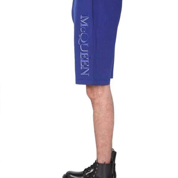 Alexander Mcqueen Men Shorts With Embroidered Logo