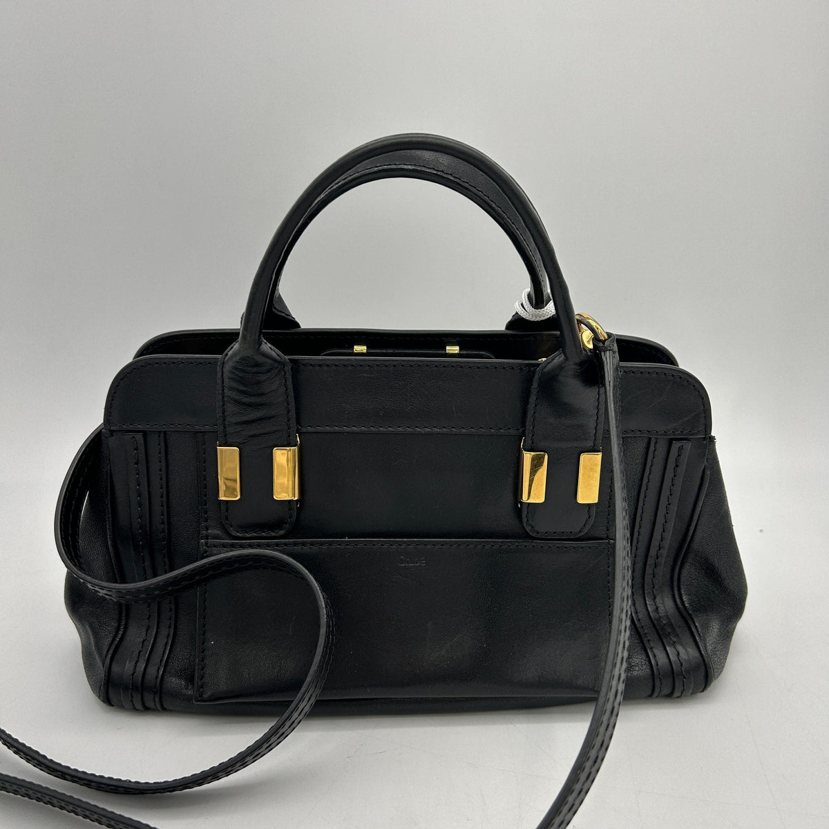 Chloe Calfskin Goatskin Medium Alice Satchel Black LA6971