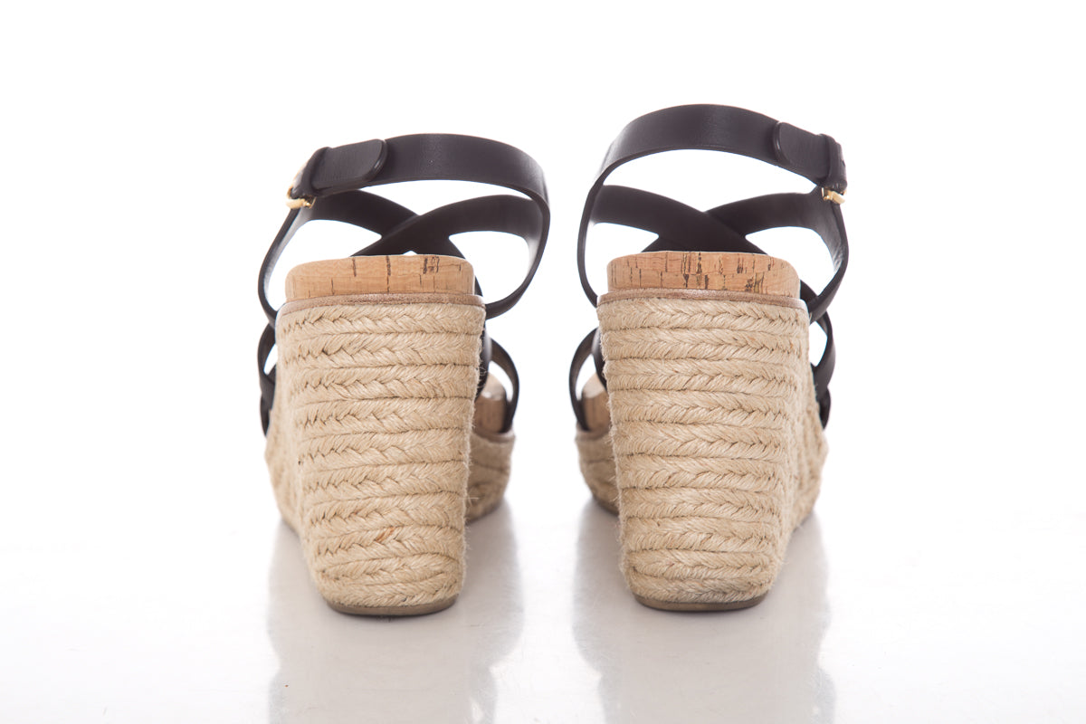 Salvatore Ferragamo Black Leather Espadrille SZ 9.5