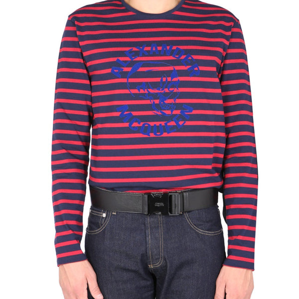 Alexander Mcqueen Men T-Shirt With Flocked Logo