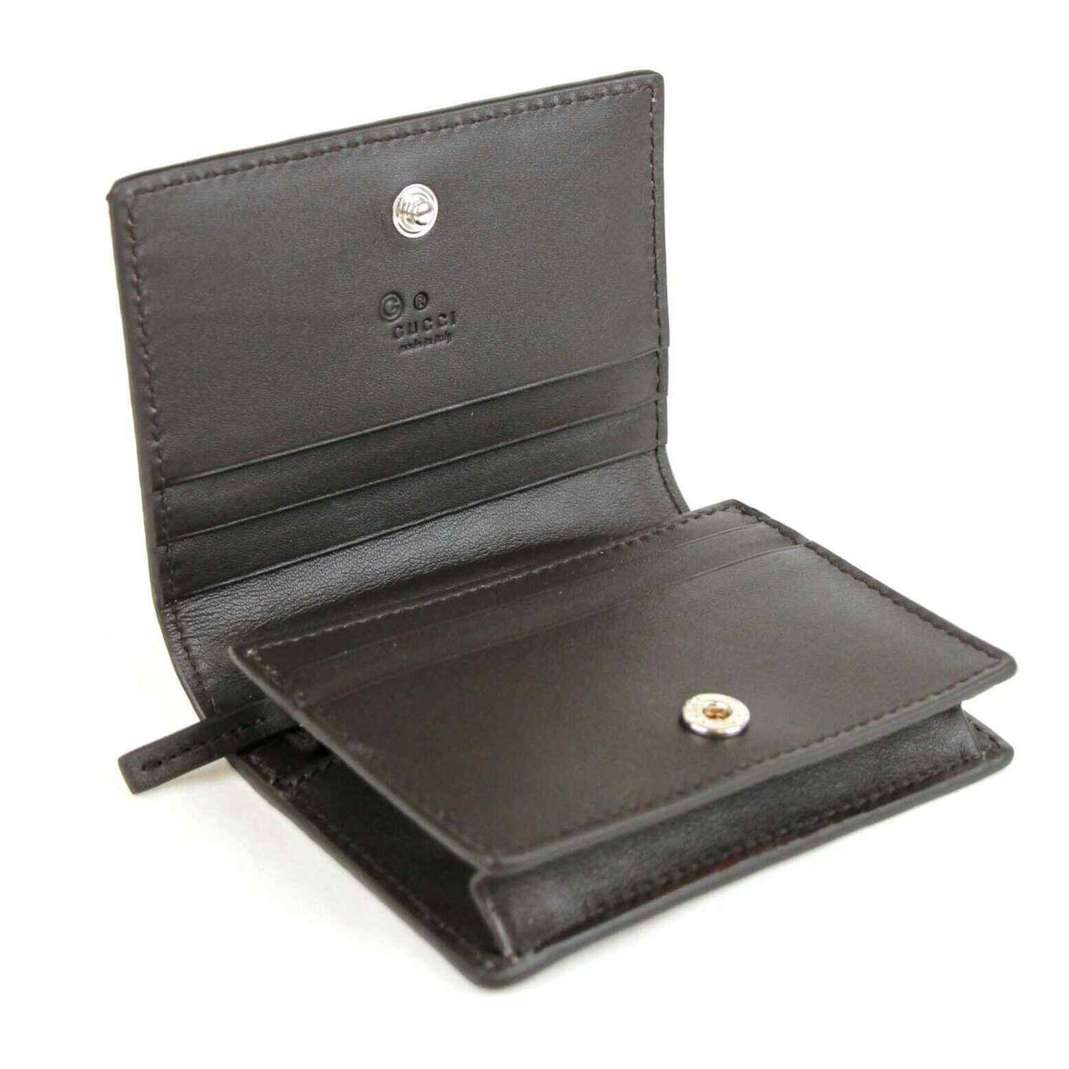Gucci Men's Dark Brown Microguccissima Leather Bi-fold Card Case Wallet