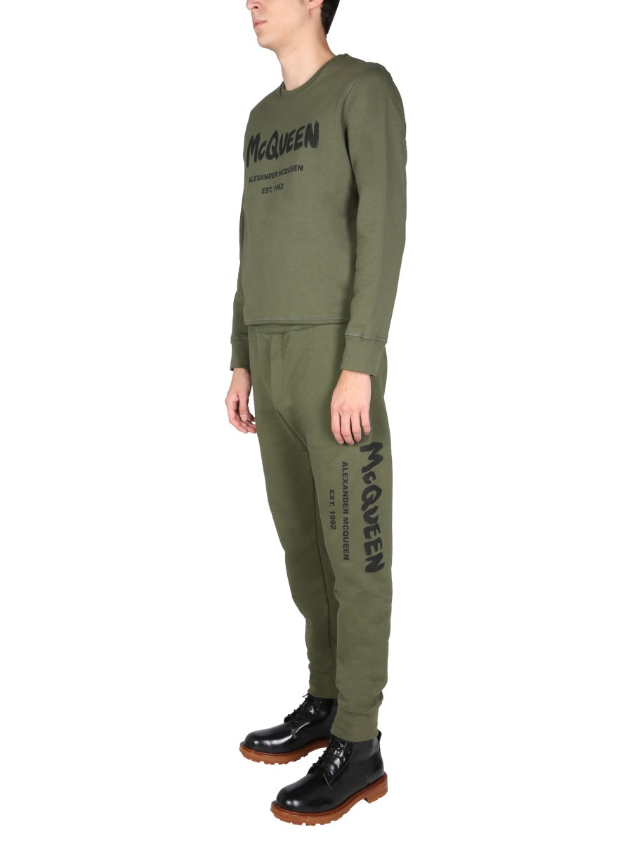 Alexander Mcqueen Men Jogging Pants With Graffiti Logo