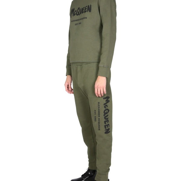 Alexander Mcqueen Men Jogging Pants With Graffiti Logo