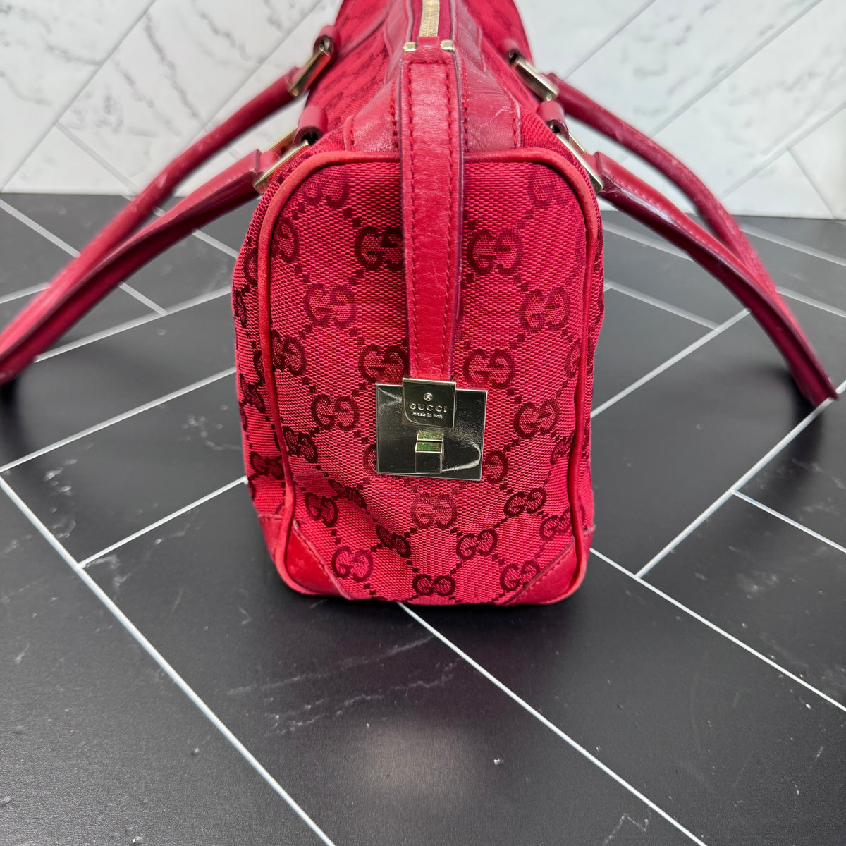 Gucci Red Canvas Shoulder Bag