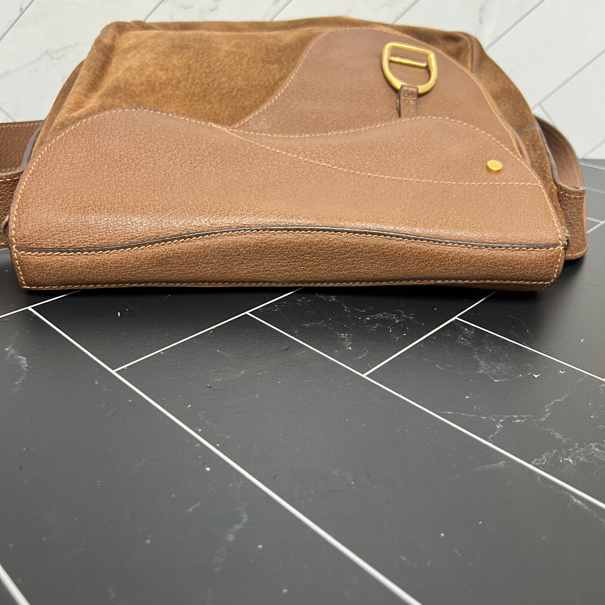 Gucci Brown Leather & Suede Saddle Bag