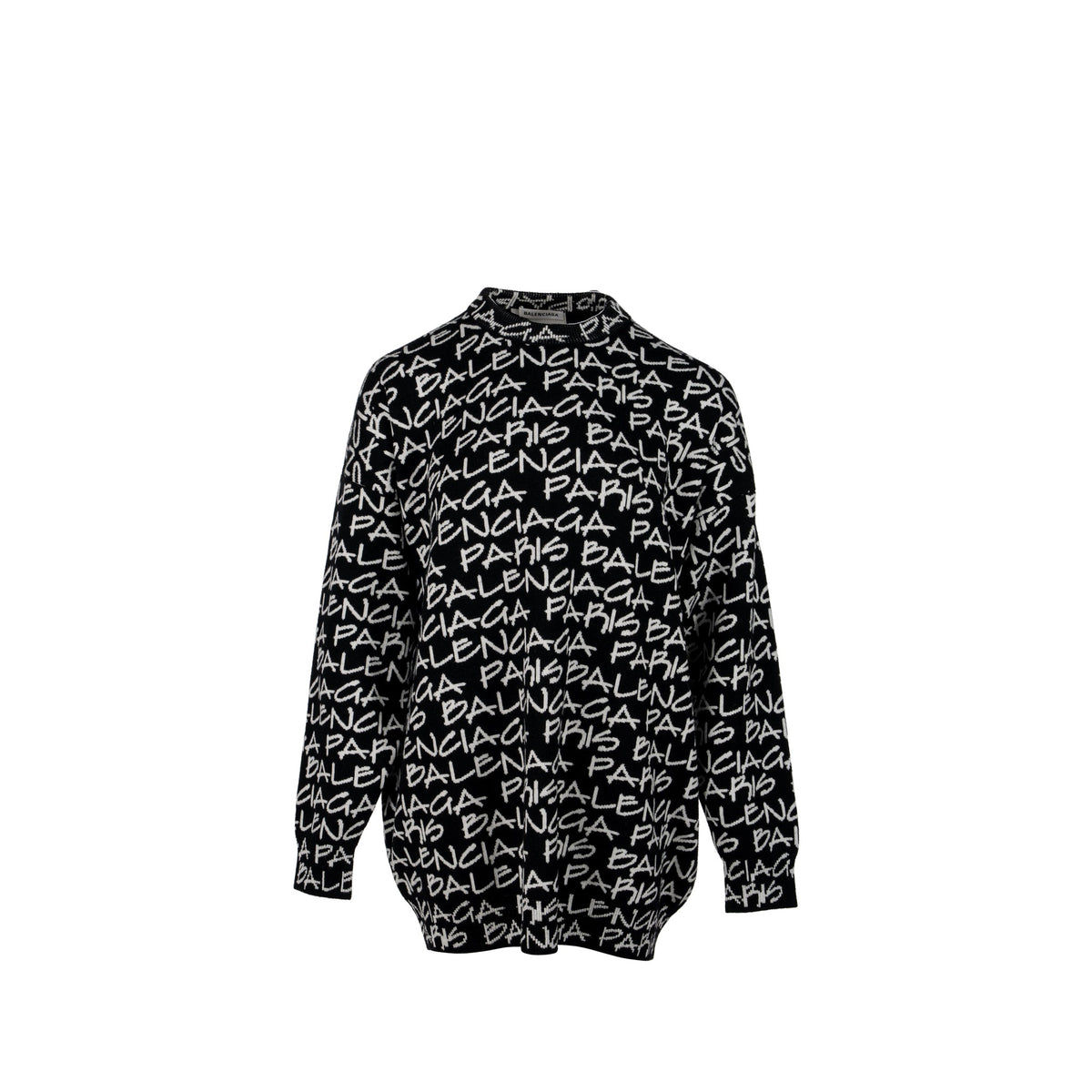 balenciaga Size M Long Sleeve Sweater Virgin Wool Black/White