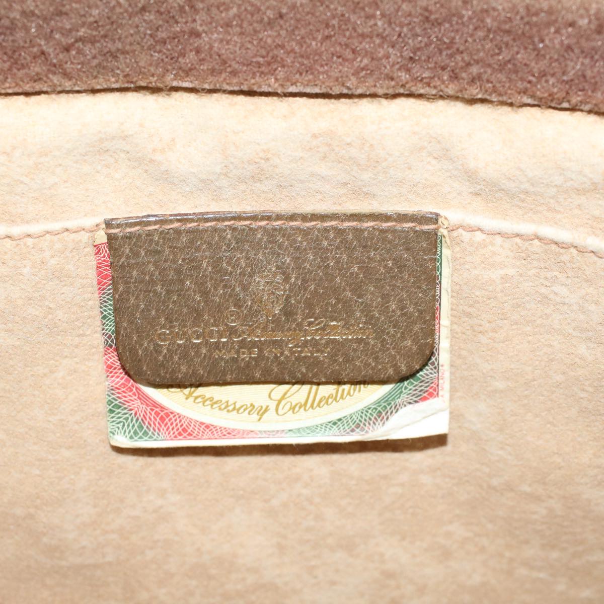 GUCCI Gg Canvas Web Sherry Line Clutch Bag Pvc Leather Beige Green Auth 59249