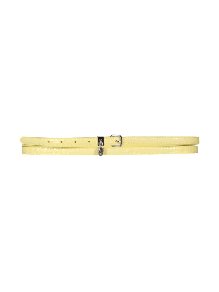 Alexander Mcqueen Women Double Belt With Skull And Pavè