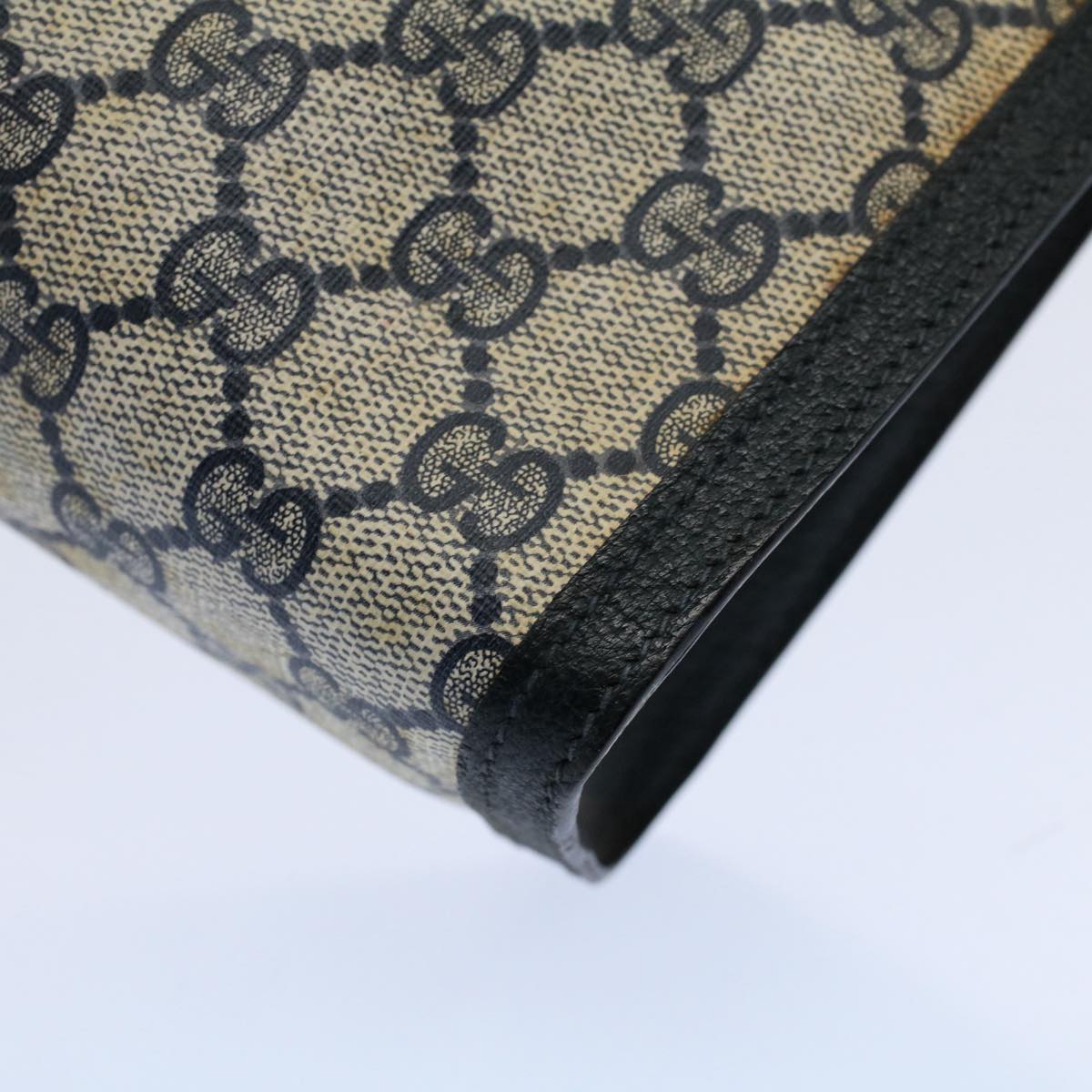 GUCCI GG Supreme Sherry Line Clutch Bag Red Navy Gray 156 01 033 Auth 59620