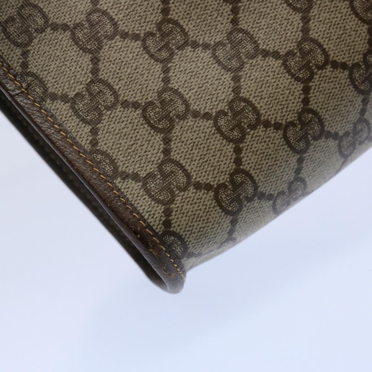 GUCCI GG Canvas Web Sherry Line Clutch Bag PVC Beige Green Red Auth 59919