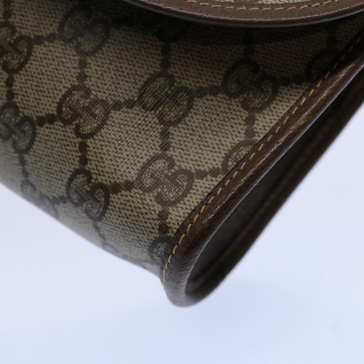 GUCCI GG Canvas Web Sherry Line Clutch Bag PVC Beige Green Red Auth 59919