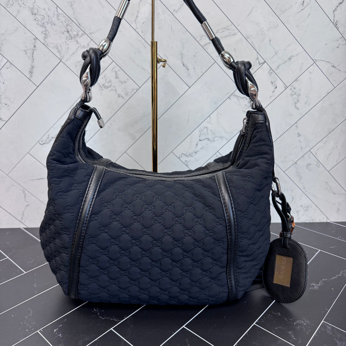 Gucci Black Neoprene GG Shoulder Bag