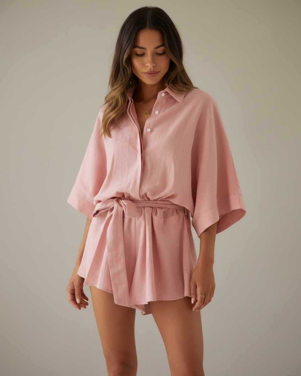 Malia | Cotton Playsuit with Tie Waist