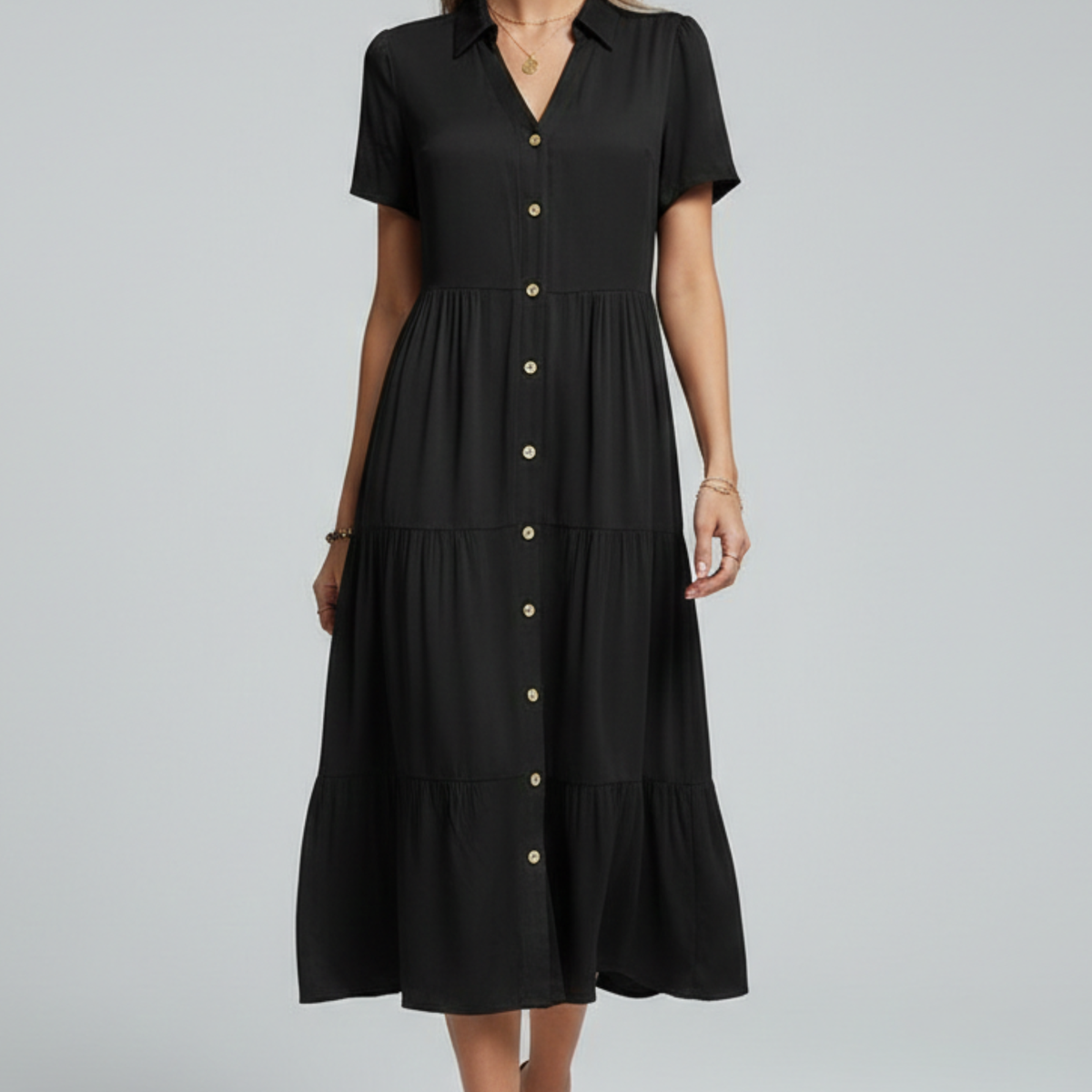 Amara | Midi Dress with Button-Front
