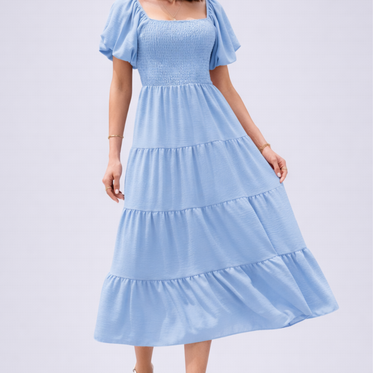 Evie | Midi Dress with Smocked Bodice