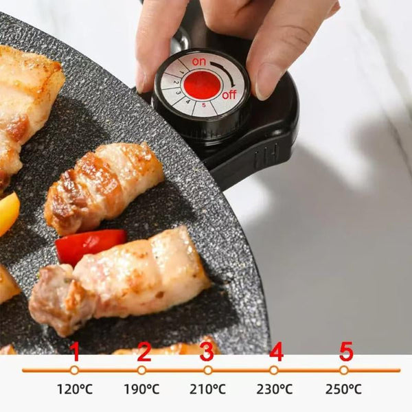 AORAN 1500W Portable Electric Korean BBQ Grill, Indoor Smokeless Grillnon-Stick Grill Pan, Adjustable Temperature Control,Nonstick Surface,Comal