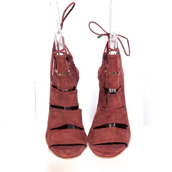 Aquazzura Burgundy Suede Heels SZ 38