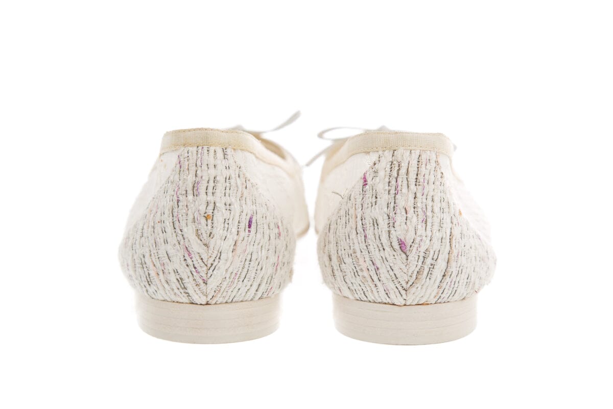 Chanel Cream Lace & Tweed Flats SZ 37