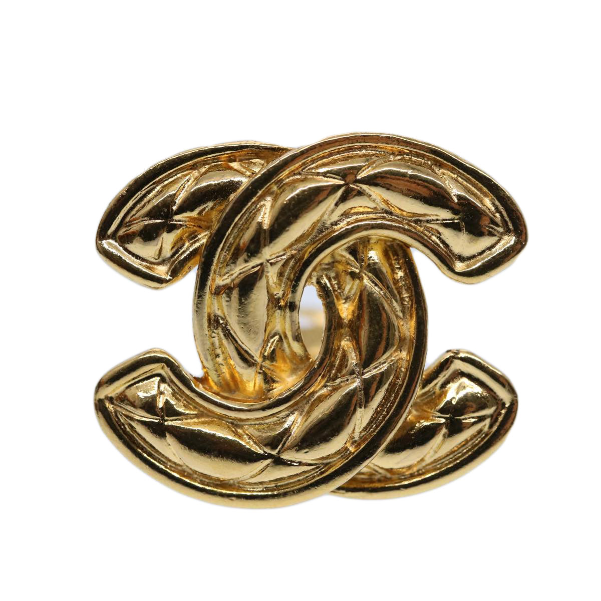 Chanel COCO Mark Earring Gold Tone CC Auth 60078A