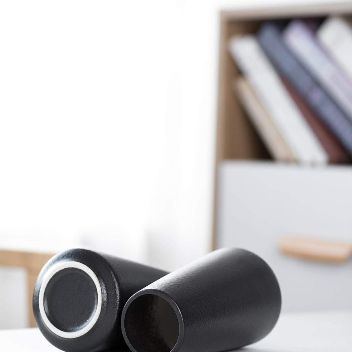 Matte Black Vase - Black Flower Vase, 6" Small Simple Modern Ceramic Vases for Flower/Pampas Grass, Minimalist Farmhouse Boho Vase for Centerpieces, Home Decor, Bathroom Decor