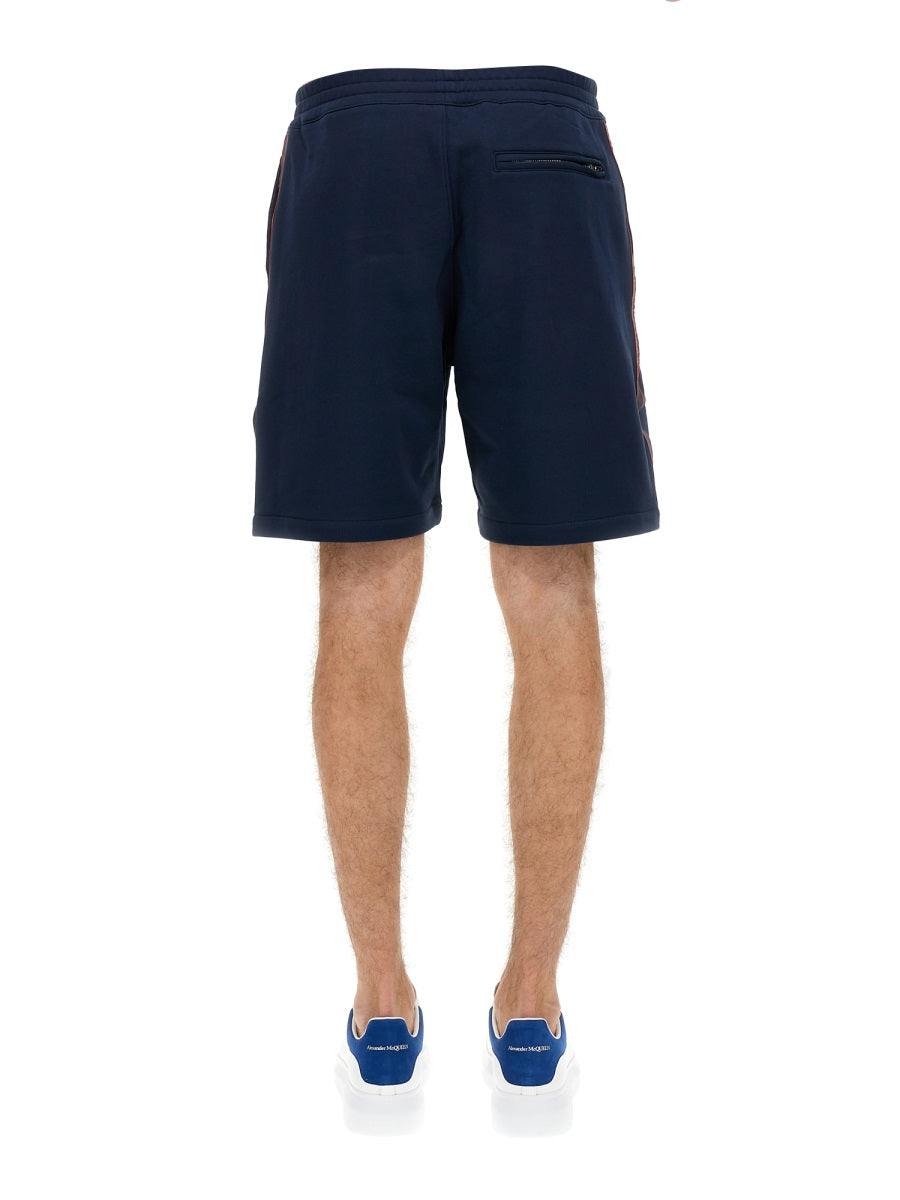 Alexander Mcqueen Men Bermuda Shorts With Selvedge Logo Band