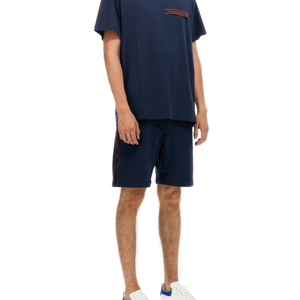 Alexander Mcqueen Men Bermuda Shorts With Selvedge Logo Band