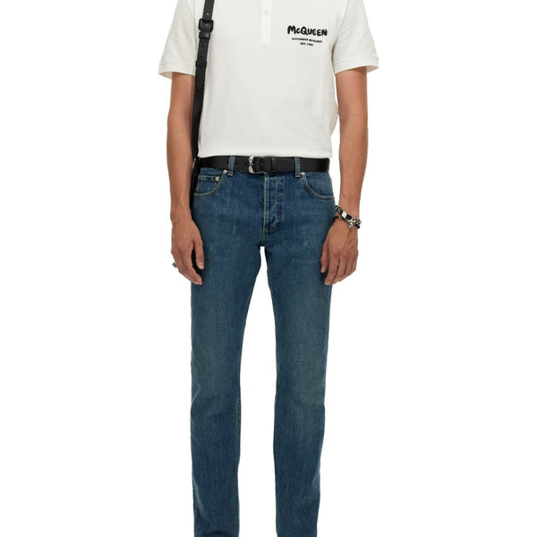 Alexander Mcqueen Men Jeans With Embroidered Logo