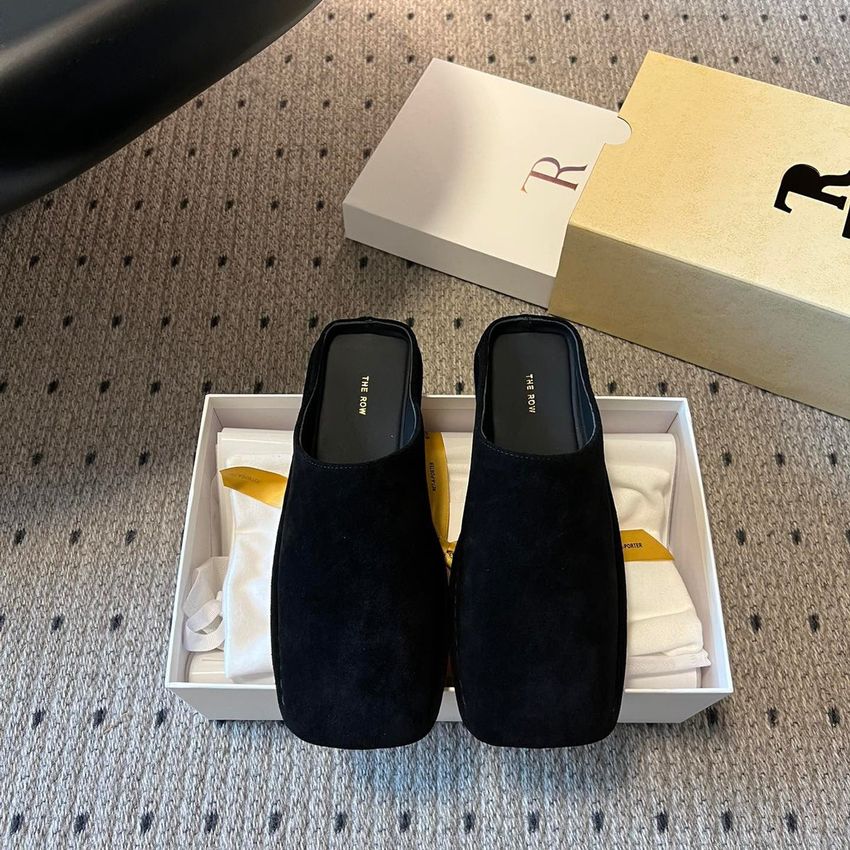 THE ROW SUEDE MULES