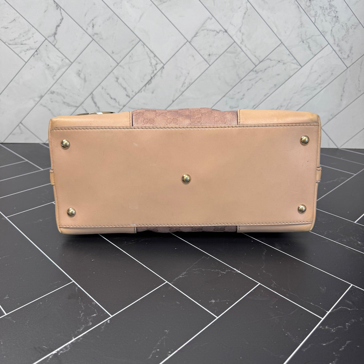 Gucci Rose Gold Canvas GG Heart Shoulder Bag