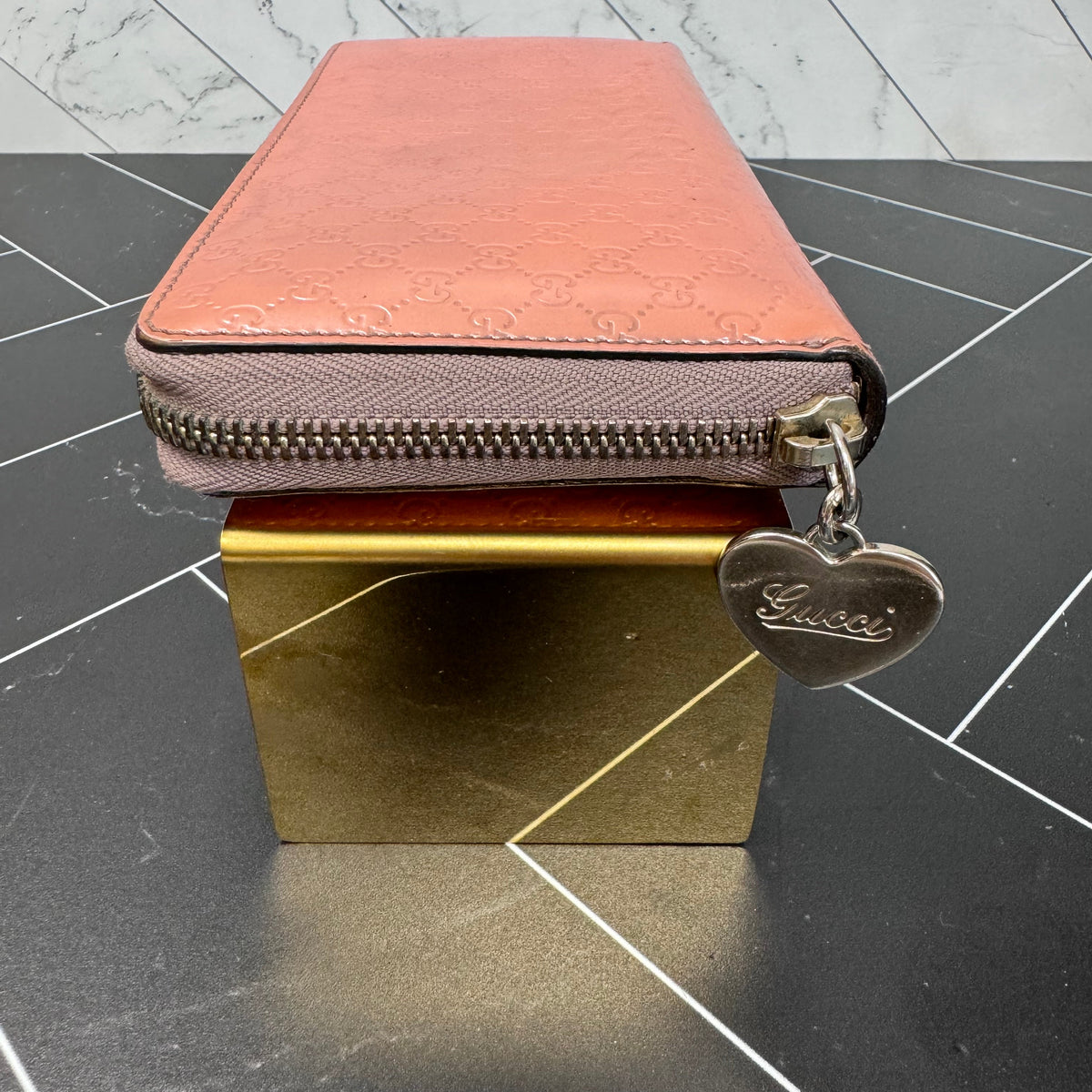 Gucci Peach Microguccissima Zippy Wallet