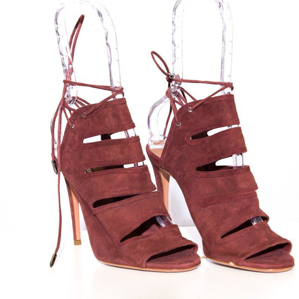 Aquazzura Burgundy Suede Heels SZ 38