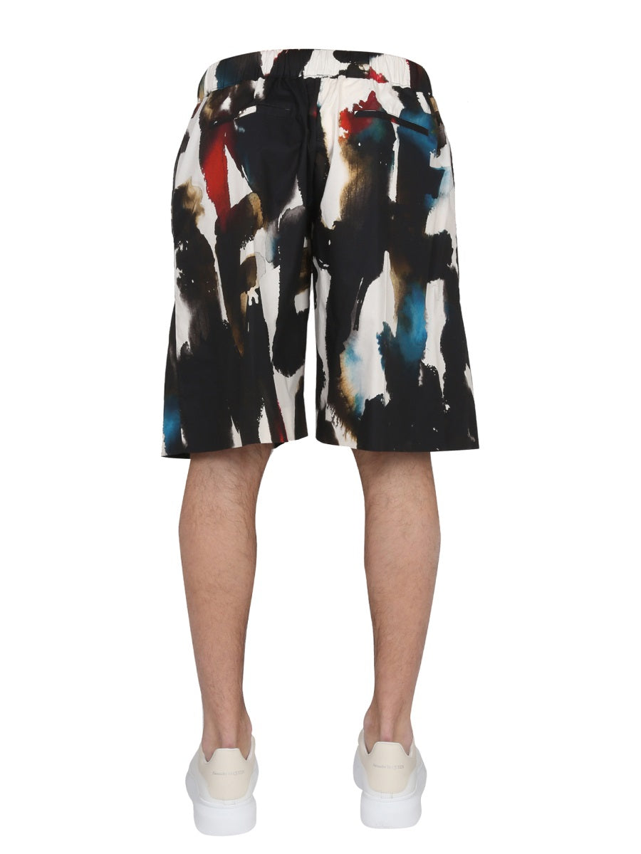 Alexander Mcqueen Men Bermuda With Logo Print