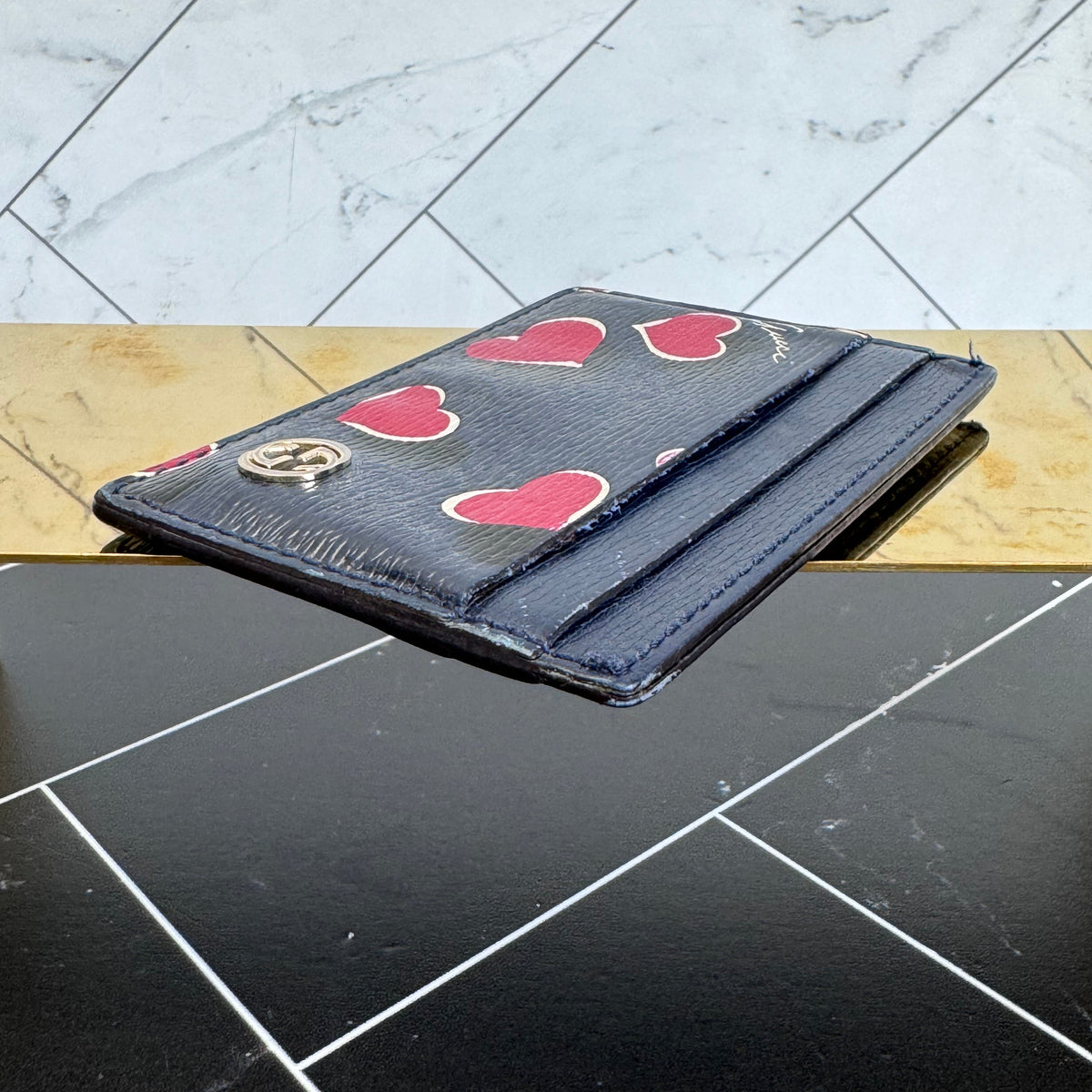 Gucci Navy Hearts Cardholder