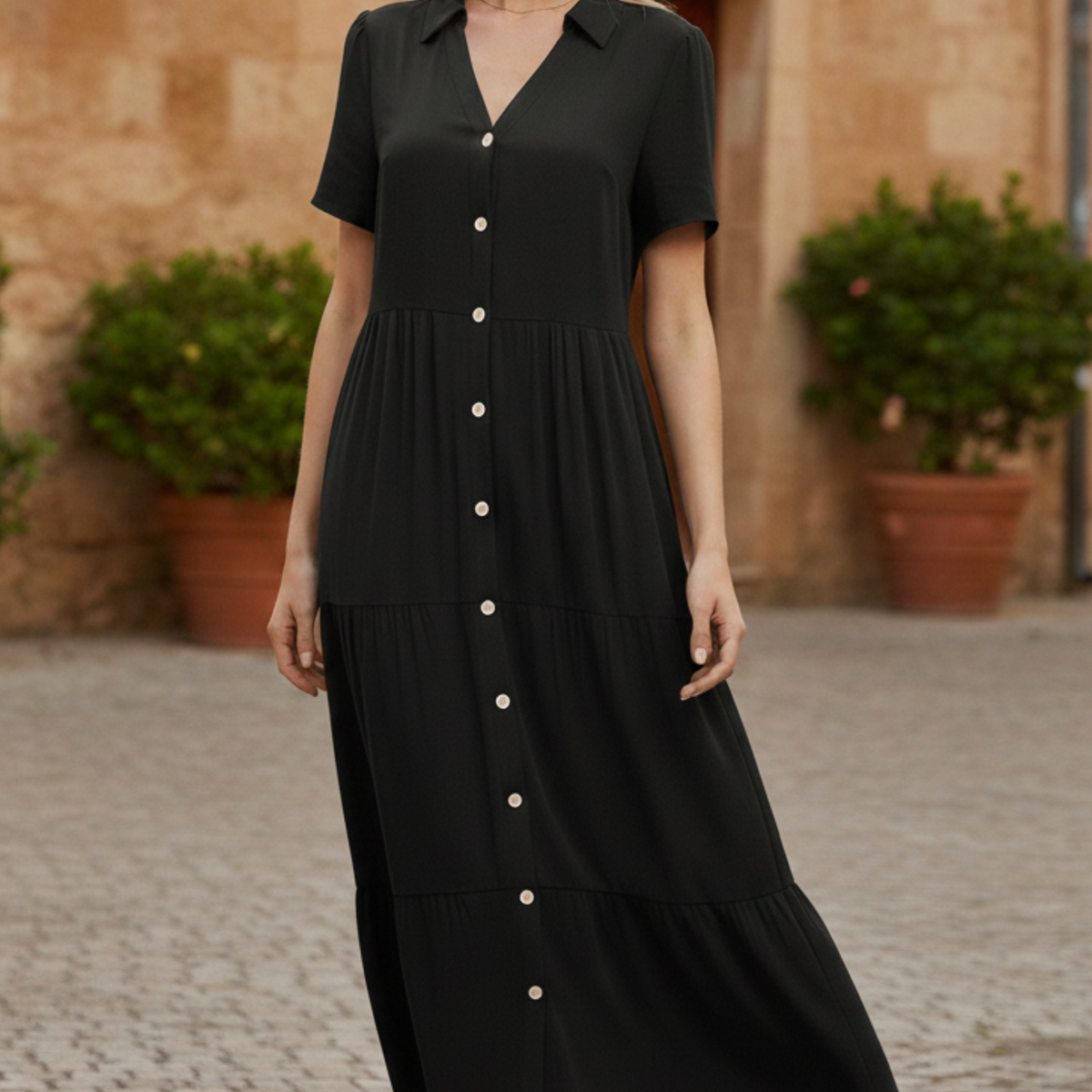 Amara | Midi Dress with Button-Front