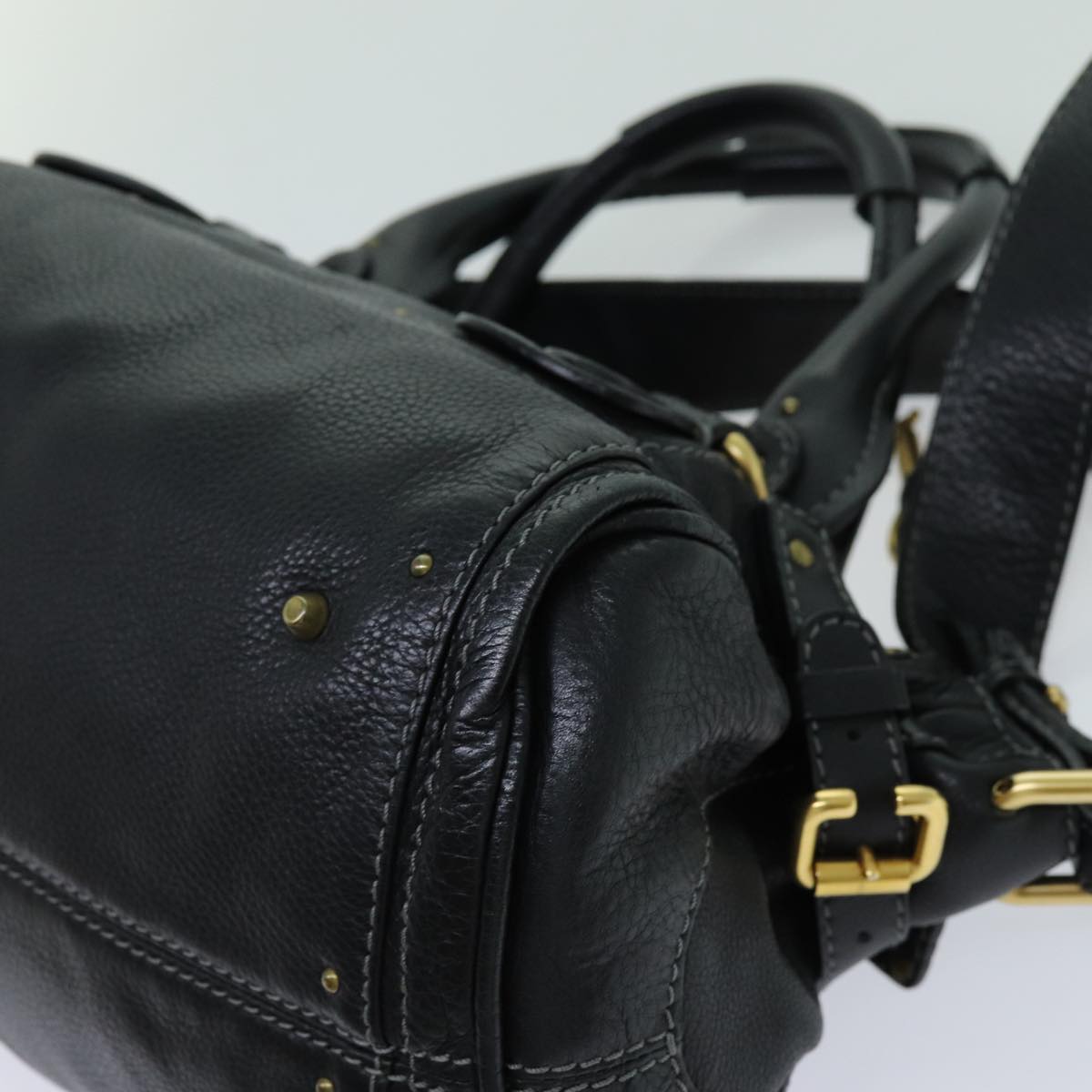 Chloe Paddington Hand Bag Leather 2way Black 70392