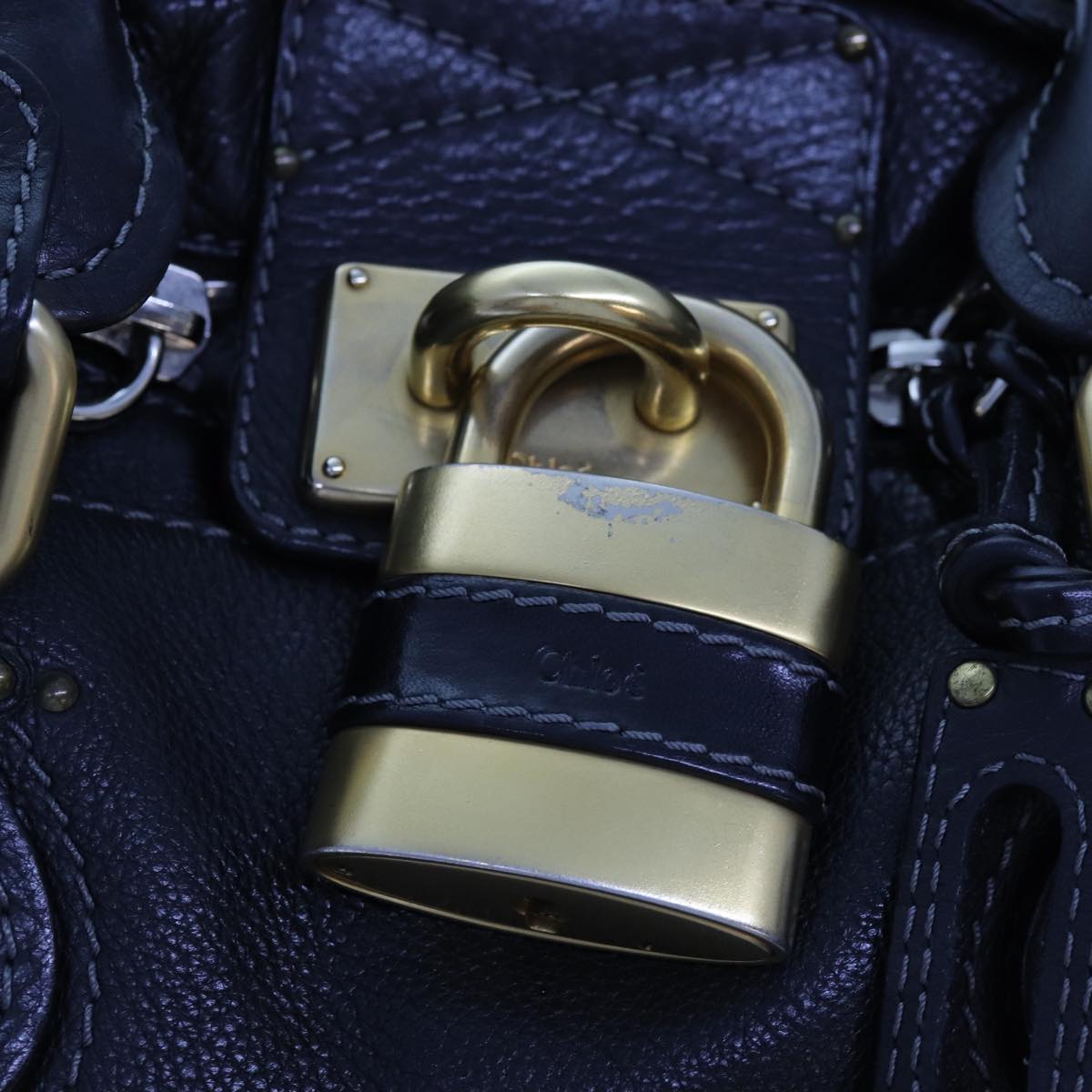 Chloe Paddington Hand Bag Leather 2way Black 70392