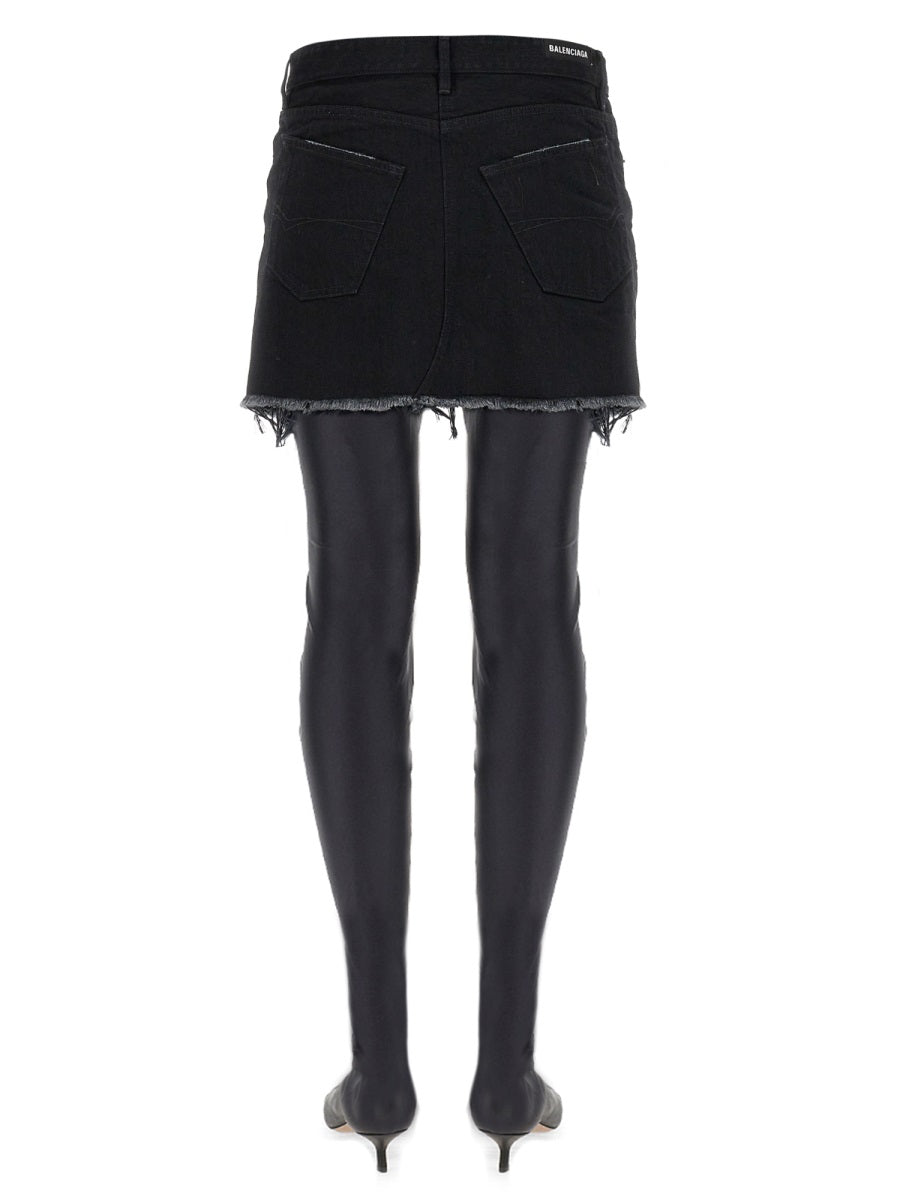BALENCIAGA Chic Women's Mini Skirt with Belt Loops