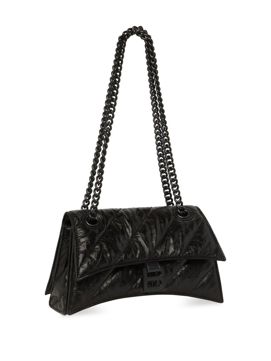 BALENCIAGA Crushed Leather Chain S Hobo Handbag