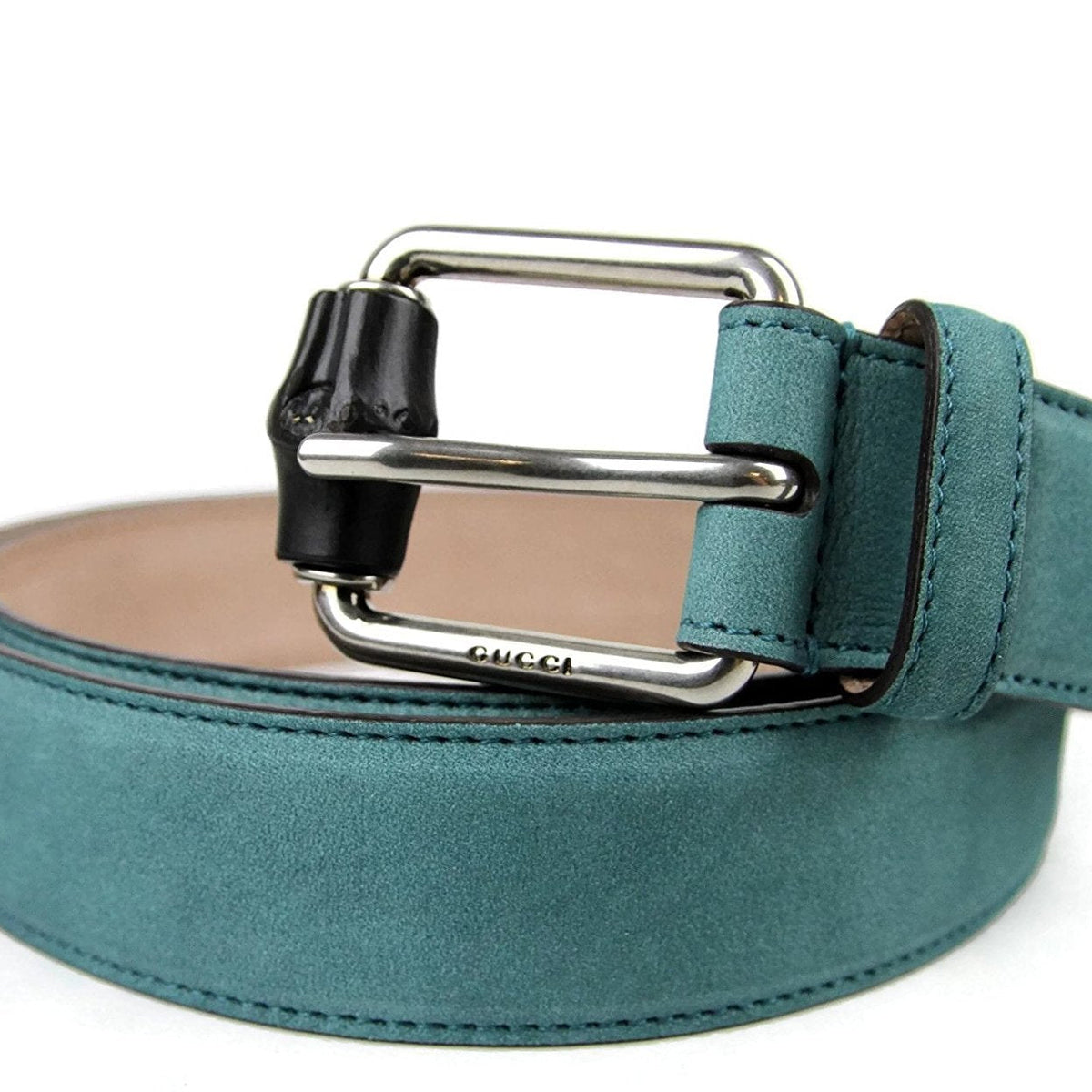 Gucci Men's Leather Suede Bamboo Buckle Belt 336827