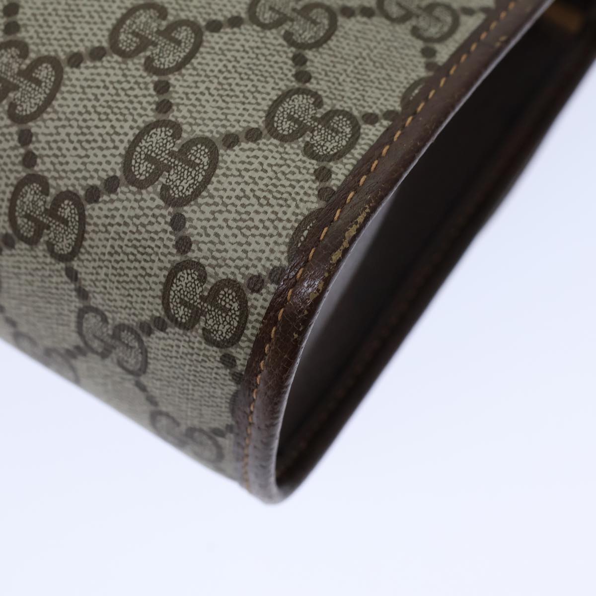 GUCCI GG Canvas Web Sherry Line Clutch Bag PVC Beige Green Red Auth 72156